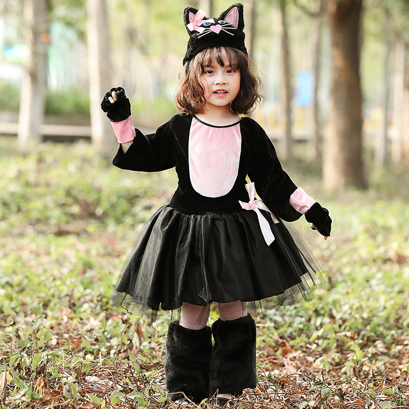 Anime Cosplay Girl Photo - Novo halloween gato preto cosplay traje
