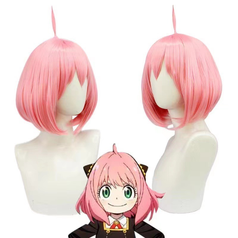 Peruca rosa estilo bob da Anya - Anime Cosplay Anya avaliação e preço