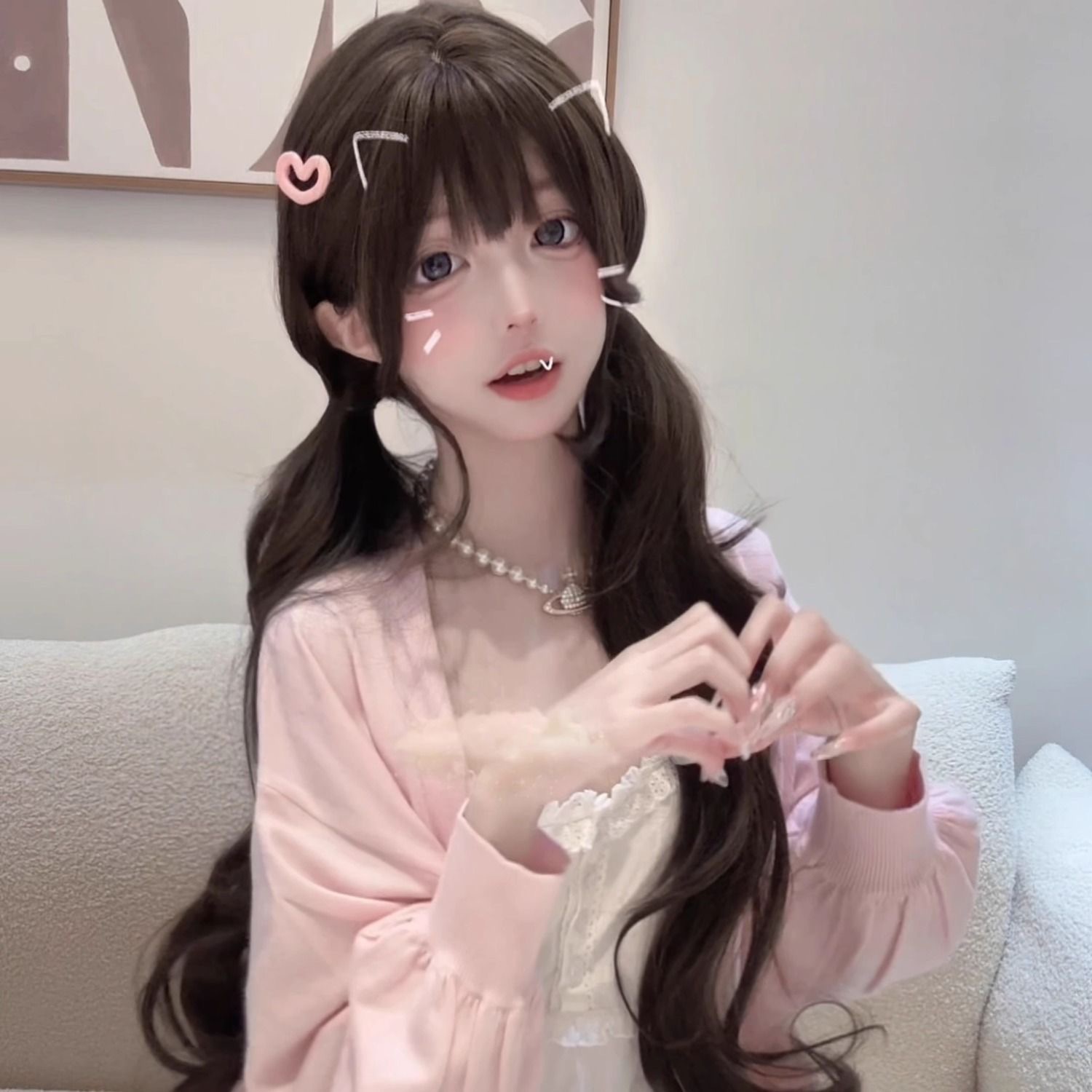 Peruca Sintética Longa Ondulad - Anime Cosplay Girl Photo avaliação e preço